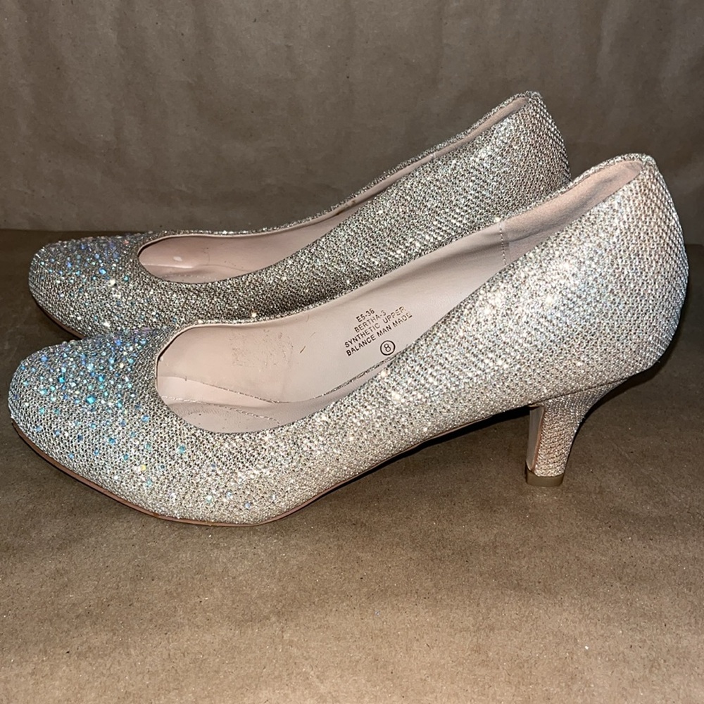 De Blossom Collection Bertha 3 Nude Sparkle Pumps Size 8 Wedding Bridal Heels - Picture 2 of 9